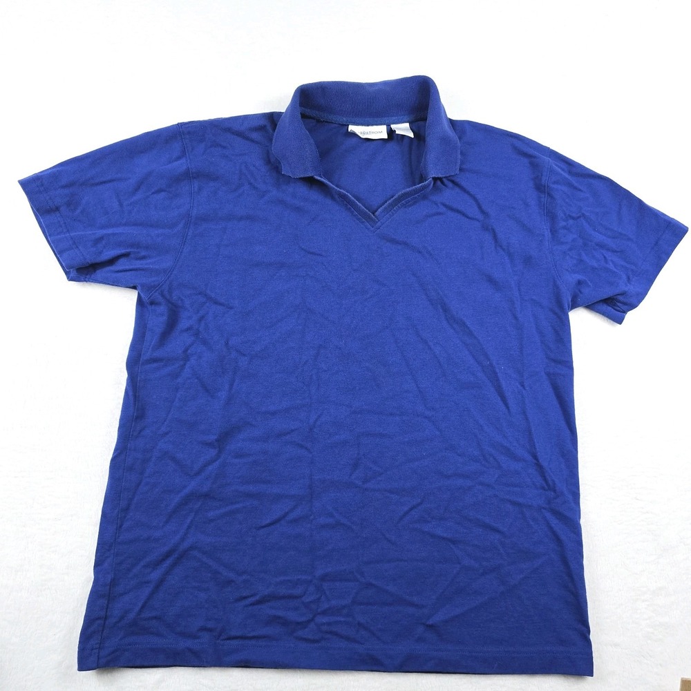 Nordstrom Womens Royal Blue 100% Cotton V-Neck Polo Shirt Made in Canada Large